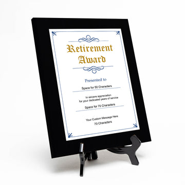 Signs ByLITA Customizable Retirement Award Wooden Plaque with Easel Stand, Engraved Gift for Employees, Organization members and Corporate Awards